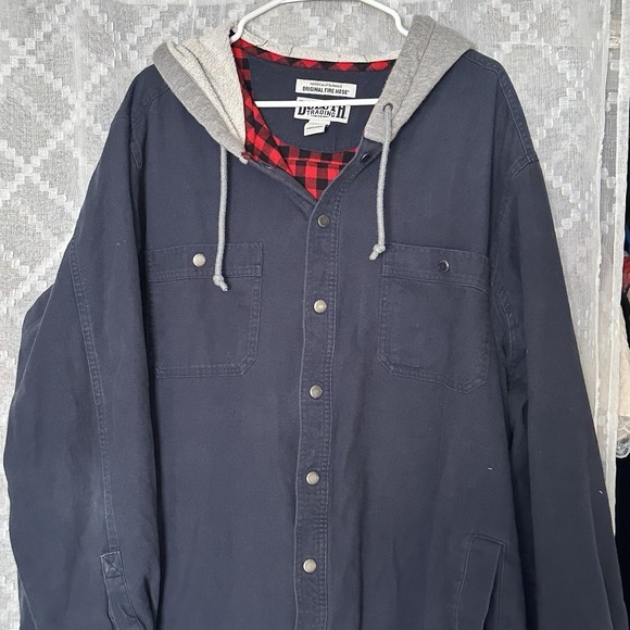 Duluth Trading Men's Original Fire Hose Flannel-Lined Hooded Jacket Navy Sz 3XL - Picture 3 of 6